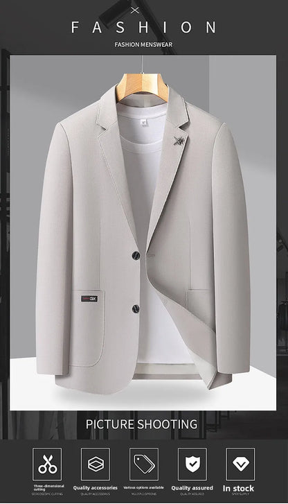 2026 Blazer Lightweight High-end Men's Fashionable Business Outdoor Travel Youthful Wedding Hosting Casual Korean Style Blazer