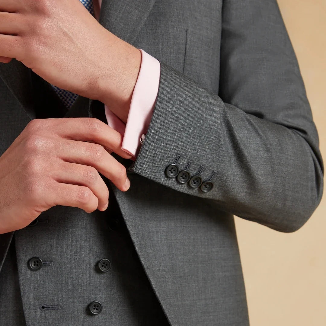 Men Suit Dark Gray 3 Piece Solid With Lapel Tuxedo Set For Wedding Groom Birthday Banquet Party Prom Business Jacket Vest Pants