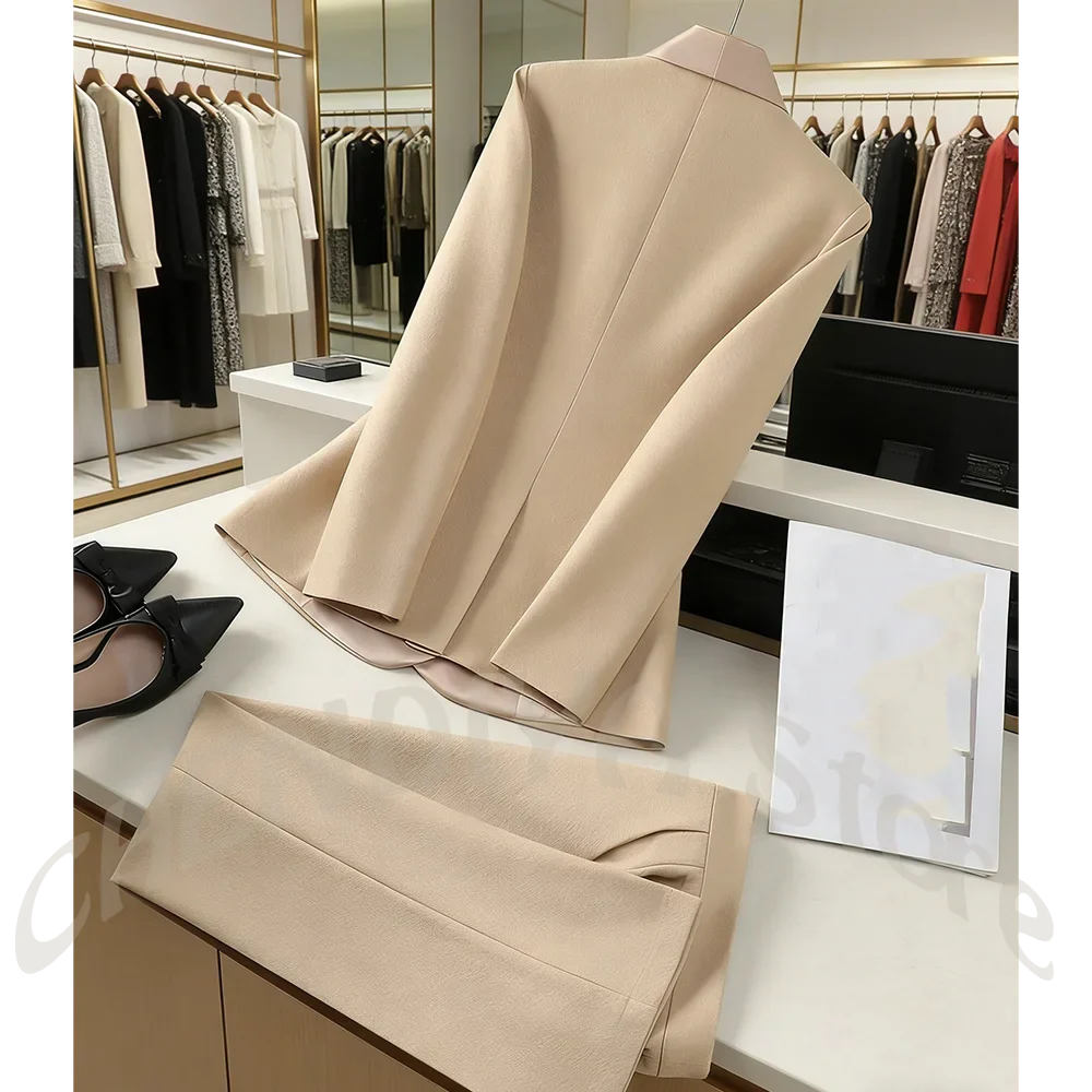 Modern Style Luxury Suits For Women Shawl Lapel Single Button Coil Buckle Luxury Outfit 2 Piece Evening Party Event Female Set