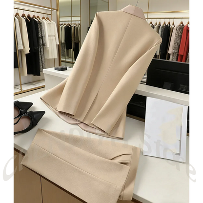 Modern Style Luxury Suits For Women Shawl Lapel Single Button Coil Buckle Luxury Outfit 2 Piece Evening Party Event Female Set