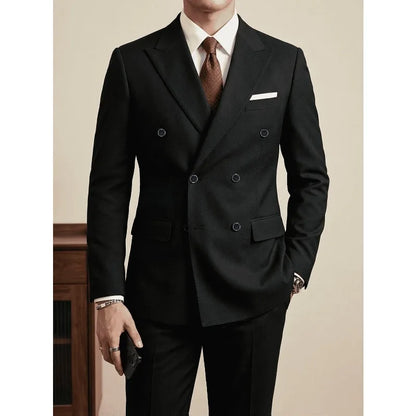 Costume Homme Slim Fit 2 Pièces Croisé, Ensemble Blazer & Pantalon pour Affaires, Mariage, Bal, Tuxedo