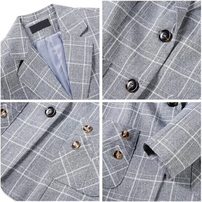 Plaid Women Suits Office Sets 2023 Vintage Long Sleeve Single Button Silm Blazers Chic High Waist Casual Pants Suits