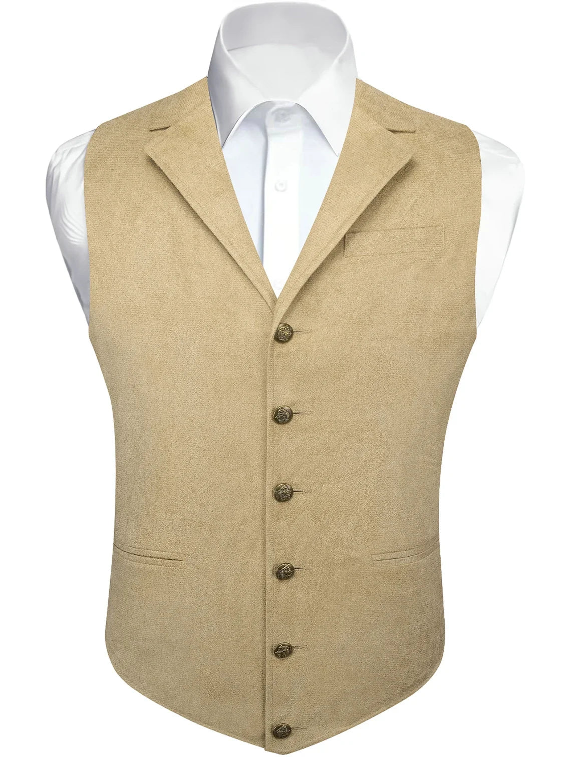 Men's Faux Suede Waistcoat – Single Breasted Slim Fit Formal Vest for Weddings & Business