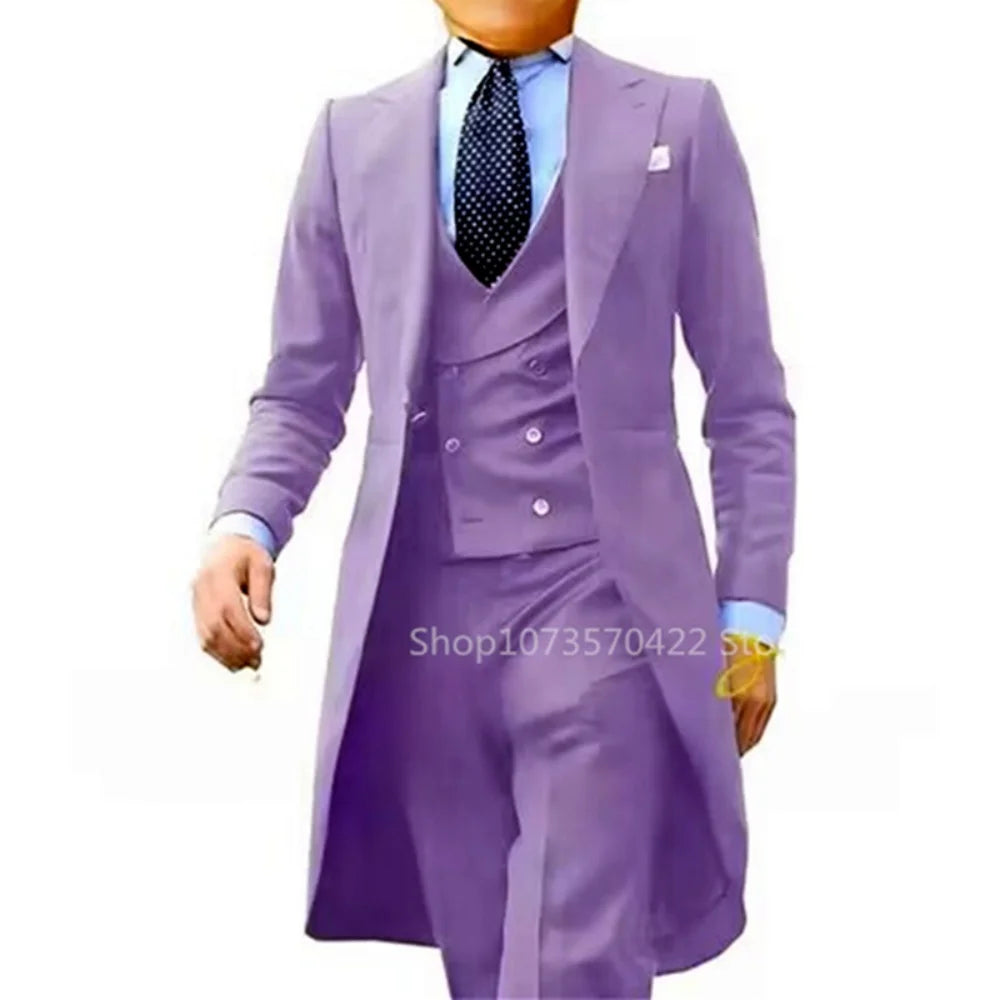 Costume 3 pièces élégant rouge pour homme coupe slim, blazer à simple boutonnage, gilet et pantalon, idéal pour mariage, smoking de marié, ou tenue d'affaires et de soirée