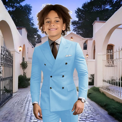 Fashion Light Grey Boy Suit Wedding Tuxedo Double Breasted Formal Child Jacket 2 Piece Blazer Pants costume enfant garçon