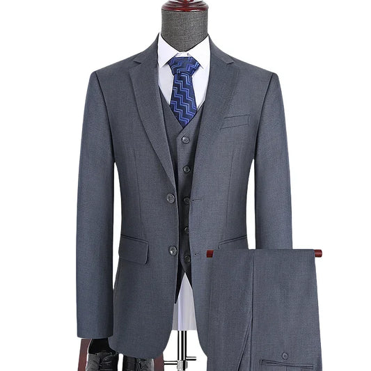 Men's Slim Fit 3-Piece Suit – Smart Casual Blazer, Vest & Pants for Business, Wedding & Formal Occasions