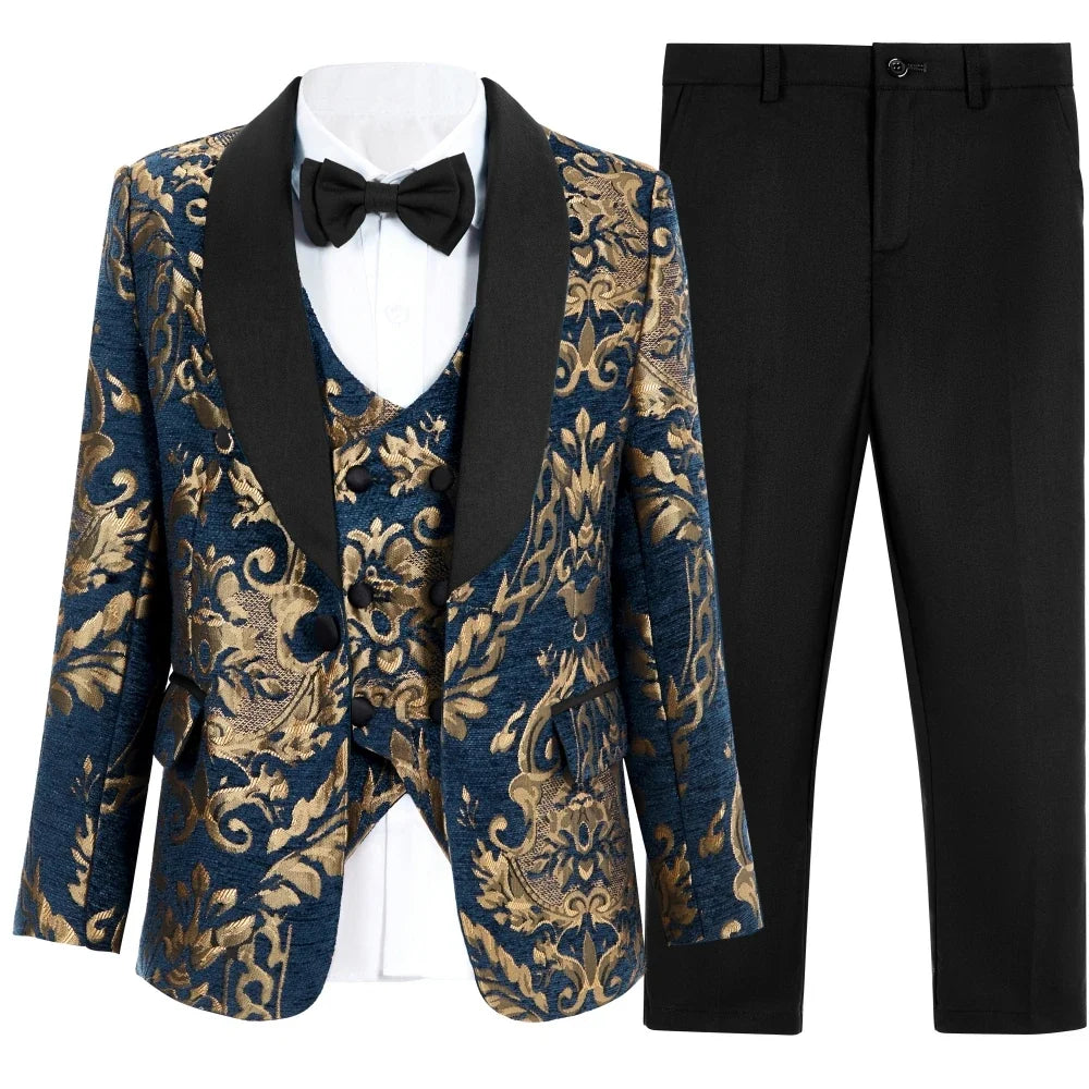 Boys Suit Set 4 Piece Slim Fit Formal Tuxedo for Weddings Ages 3–14