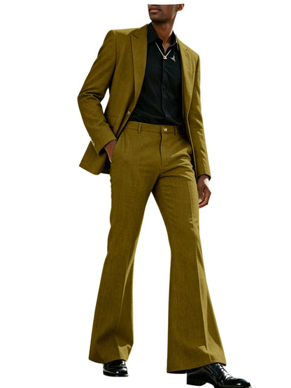 Men's 2-Piece Retro Flare Suit – Slim Fit Bell Bottom Blazer & Wide Leg Pants for Formal Occasions