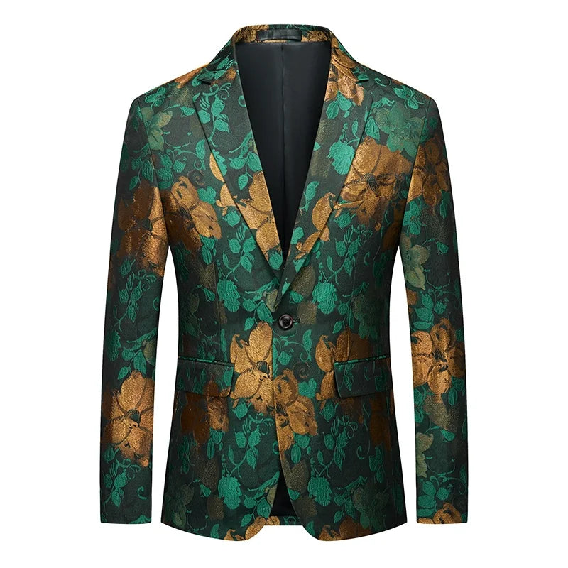 Men's Jacquard Blazer Slim Fit Single Breasted Smart Casual & Formal Wedding Jacket
