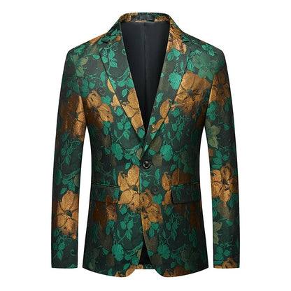Men's Jacquard Blazer Slim Fit Single Breasted Smart Casual & Formal Wedding Jacket