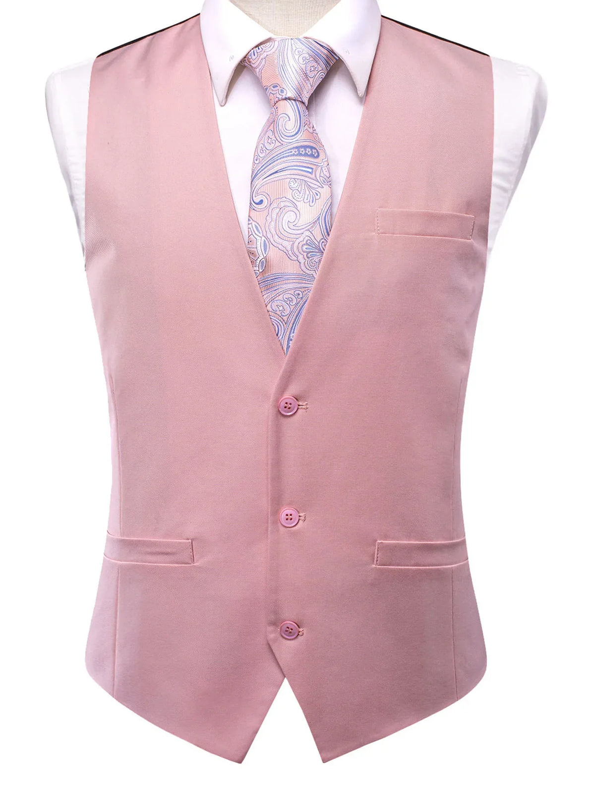 Men's Solid Color V-Neck Suit Vest for Weddings and Evening Events