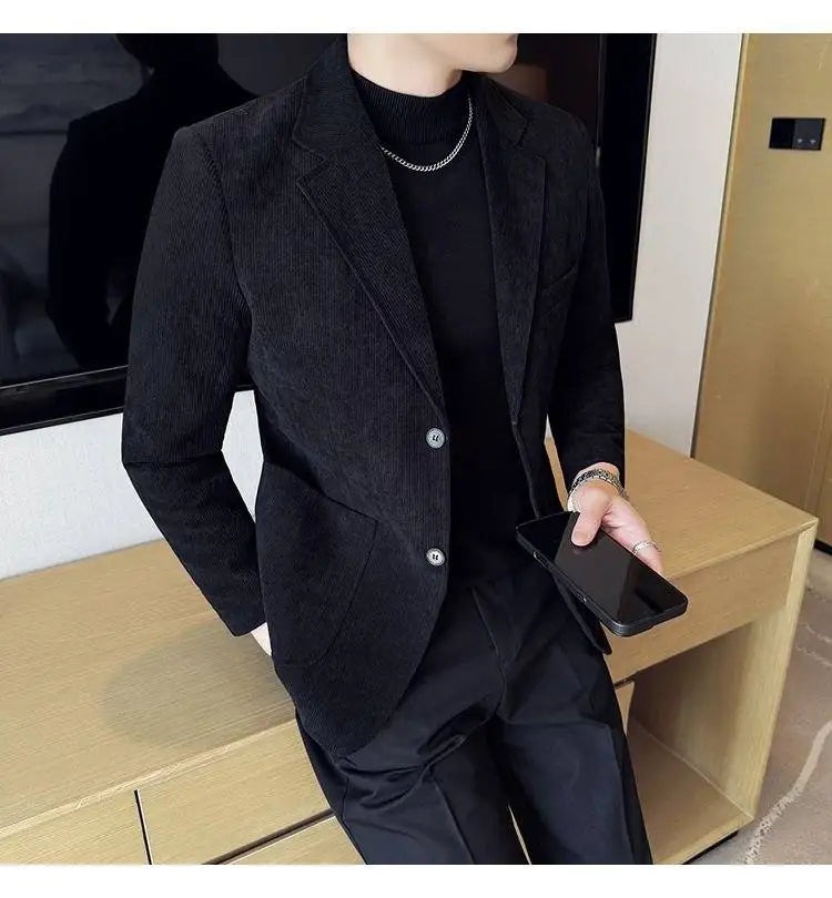 High-end Design, Fashionable, Cool and Trendy Business Casual Banquet New Corduroy Suit Banquet Fine Jacket