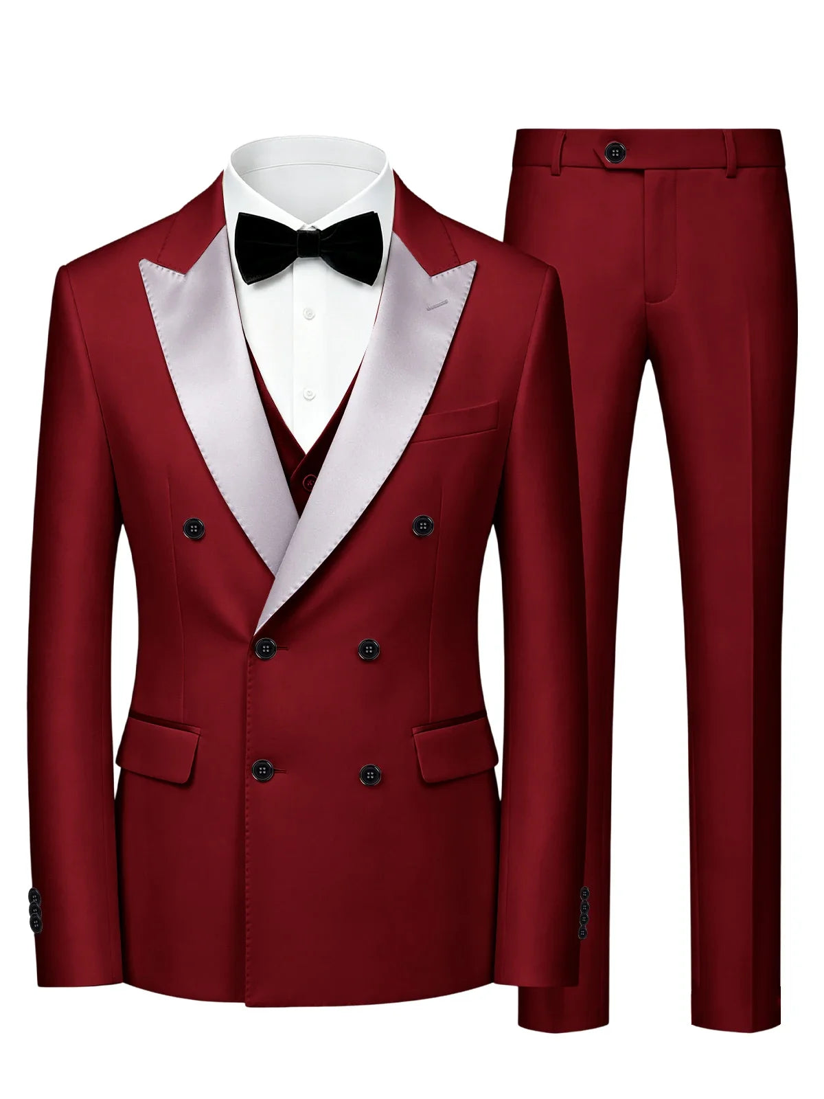 Men's Double Breasted 3 Piece Suit – Slim Fit Tuxedo Set for Weddings & Formal Events