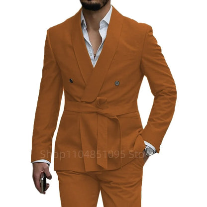 Slim Fit Shawl Lapel Men's Wedding Suits 2 Piece Formal Business Groom Wear Fashion Style Blazer Pants Tuxedos Costume Homme