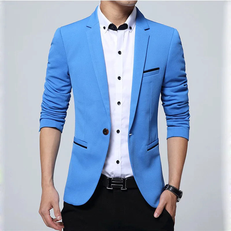 New Mens Casual Blazers Autumn Spring Fashion Slim Suit Jacket Men Blazer Masculino Clothing Vetement Homme 5XL A2F1415