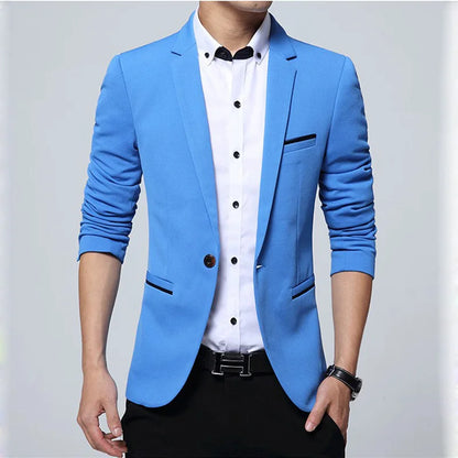 New Mens Casual Blazers Autumn Spring Fashion Slim Suit Jacket Men Blazer Masculino Clothing Vetement Homme 5XL A2F1415