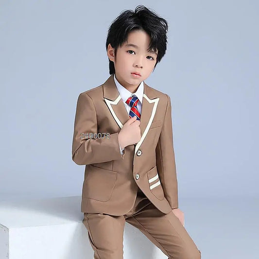 Boys Formal Suit Set – Kids Wedding & Ceremony Outfit in Khaki