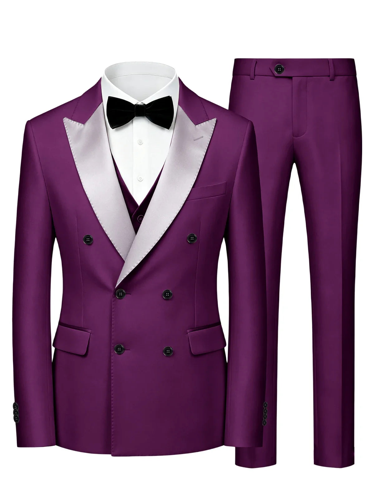 Men's Double Breasted 3 Piece Suit – Slim Fit Tuxedo Set for Weddings & Formal Events