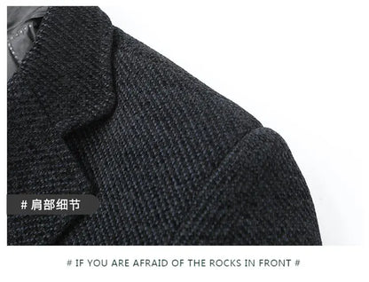 Men's Fleece Blazer Smart Casual Single Breasted Suit Jacket for Middle-Aged Men Autumn Winter