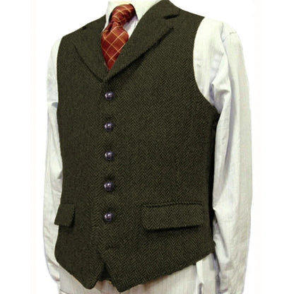 Men's Herringbone Vest – Single Breasted Waistcoat for Men | Wedding, Business & Smart Casual