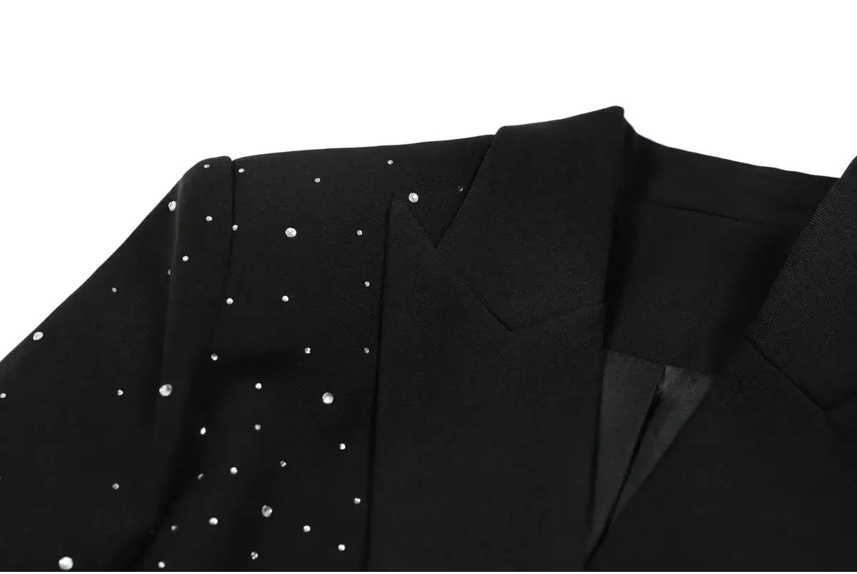 Spring Autumn New Women Niche Design Streetwear Stylish Blazer Fashion Decorated Diamonds Versatile Slimming Jackets HK9494