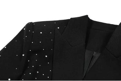 Spring Autumn New Women Niche Design Streetwear Stylish Blazer Fashion Decorated Diamonds Versatile Slimming Jackets HK9494
