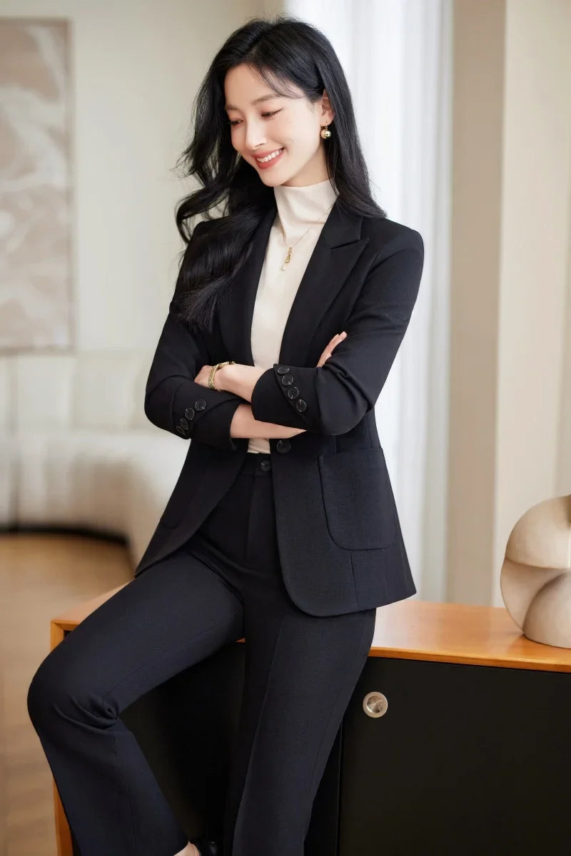 Fashionable professional women's high-quality two-piece trousers + blazer set. 2025 autumn and winter new styles
