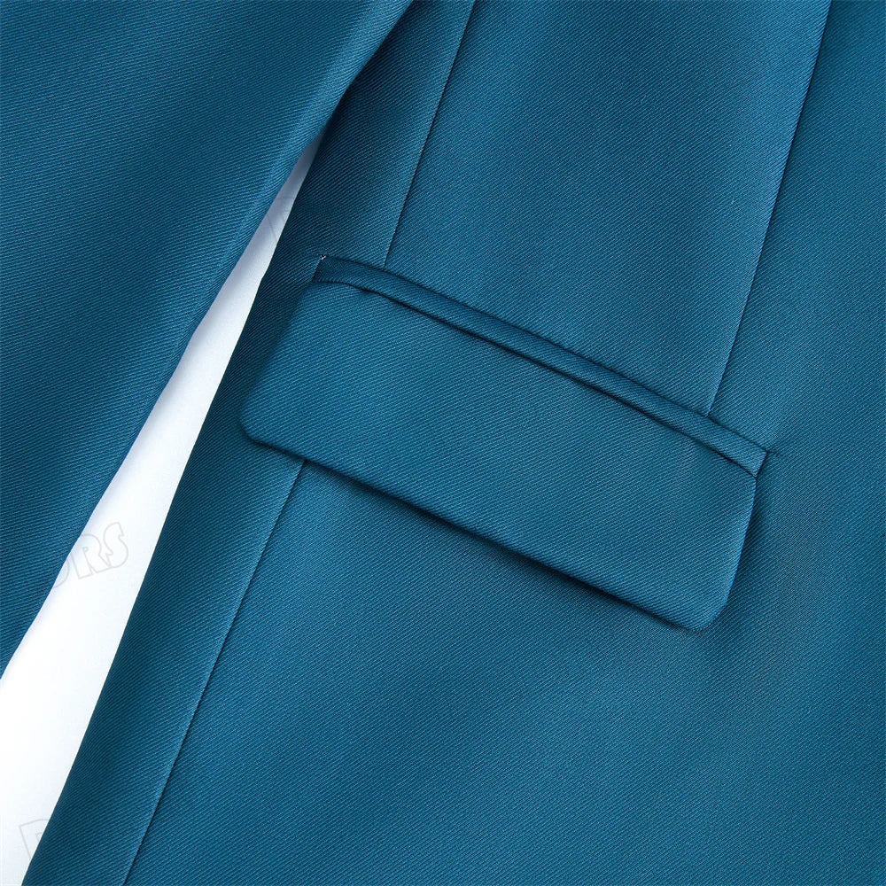 Boys 3-Piece Formal Suit Teal Single Button Kids Wedding Suit