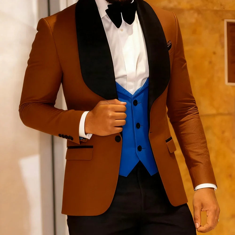 Men's Three-Piece Suit Floral Slim Fit including Jacket Vest And Pants with Paisley Pattern Suitable for Formal Occasions