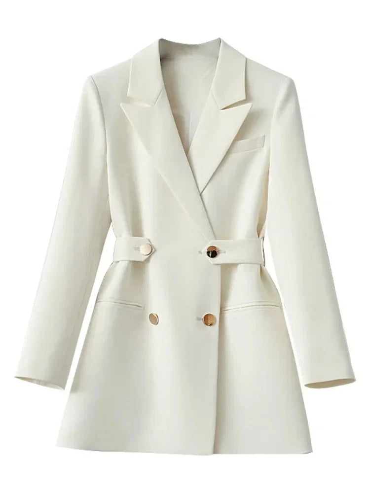 Women Suit Blazer Elegant Coat Spring Autumn Fashion Korean Blazer Luxury Double Breasted Jacket Solid Ladies Tops Clothes