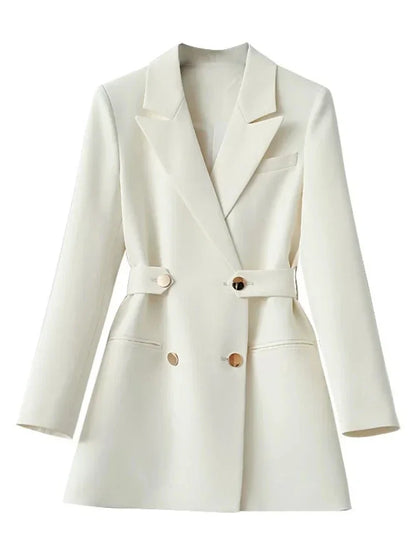Women Suit Blazer Elegant Coat Spring Autumn Fashion Korean Blazer Luxury Double Breasted Jacket Solid Ladies Tops Clothes