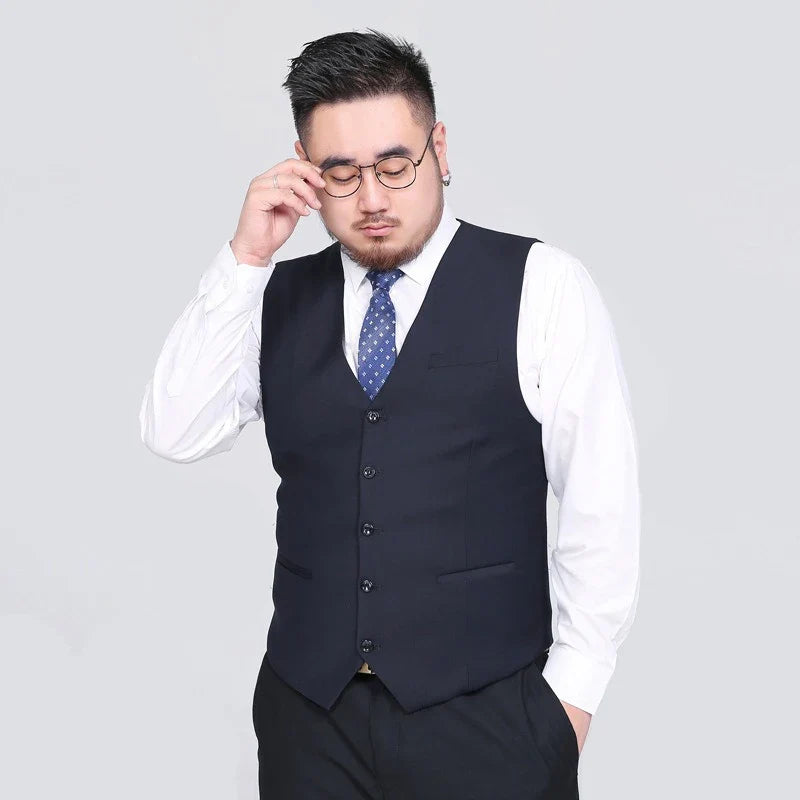 Men's Suit Vest Plus Size Single-Breasted Waistcoat Black Smart Casual Wedding Business