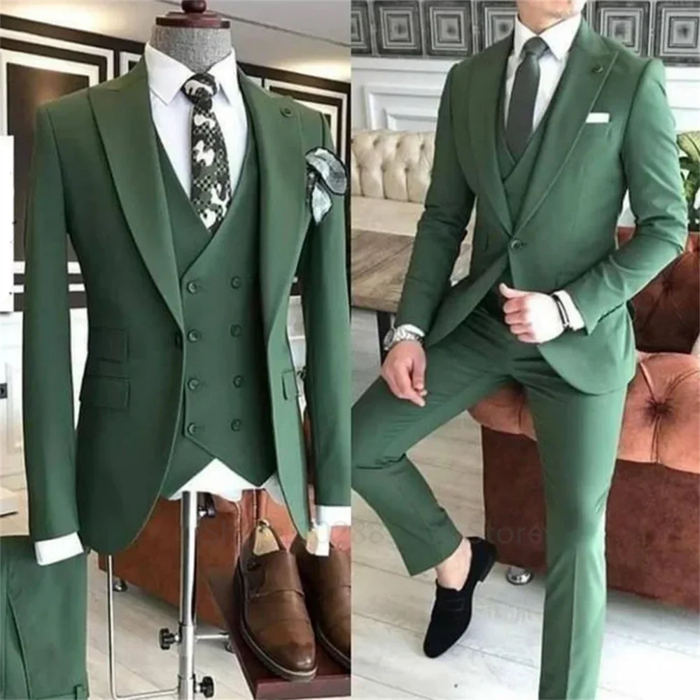 Men's Slim Fit Suit Set One Button Peak Lapel Jacket and Trouser for Weddings and Formal Events