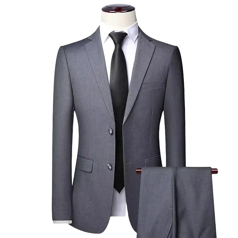 Men's Slim-Fit Suit Set – Single Breasted Blazer and Pants for Business, Wedding & Casual Wear