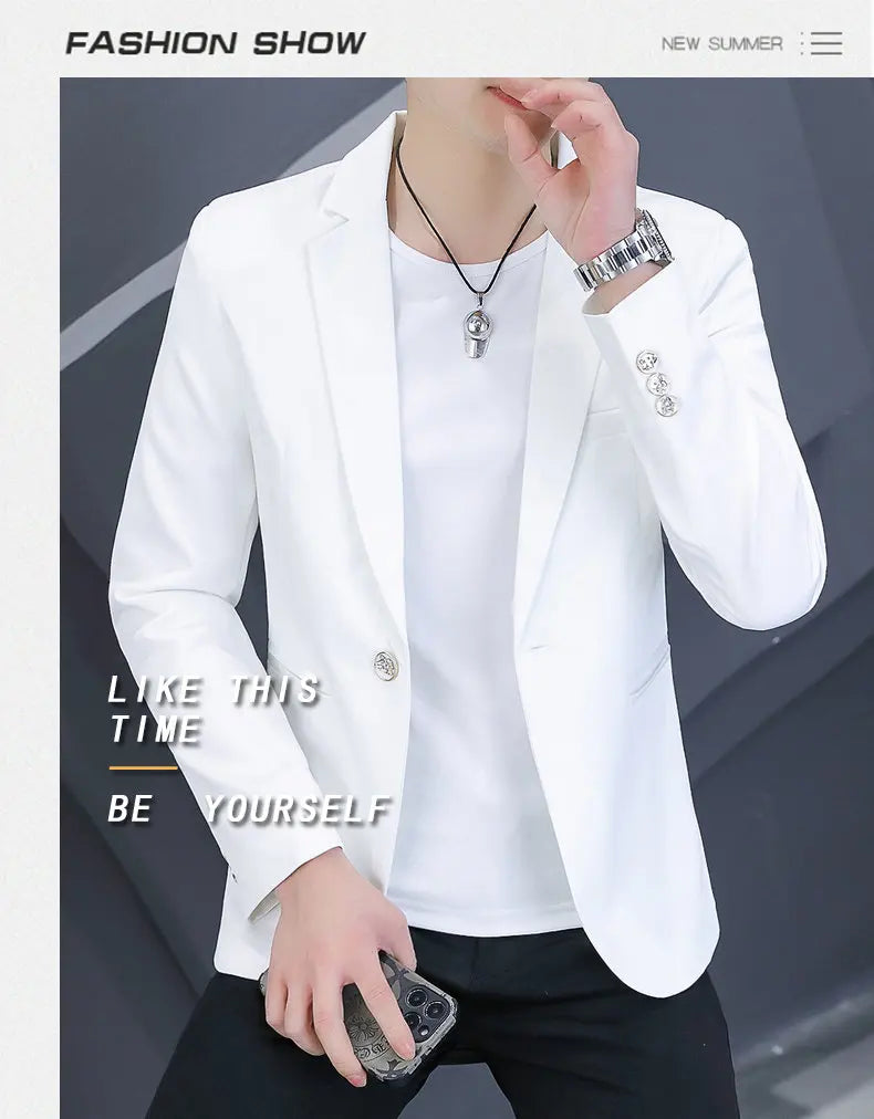 Blazer Men's Fashion Outdoor Travel Gentleman Wedding Slimming Business Versatile Trendy Casual Korean-style Formal Wear Blazer
