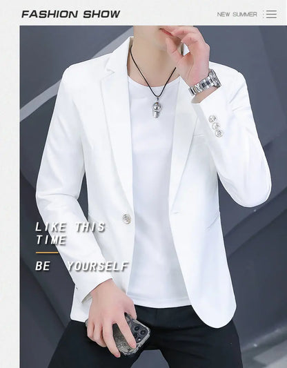 Blazer Men's Fashion Outdoor Travel Gentleman Wedding Slimming Business Versatile Trendy Casual Korean-style Formal Wear Blazer