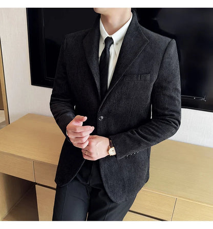 New Chinese Style Stand Collar Fashion Casual Suit Jacket Autumn Winter New Slim Fit Business Formal Social Prom Party Tuxedos
