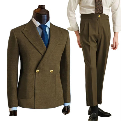 Customized Men's Suit Blazer Suit Pants Business Custom Suit Solid Color Metal Buckle Premium Men's Suit