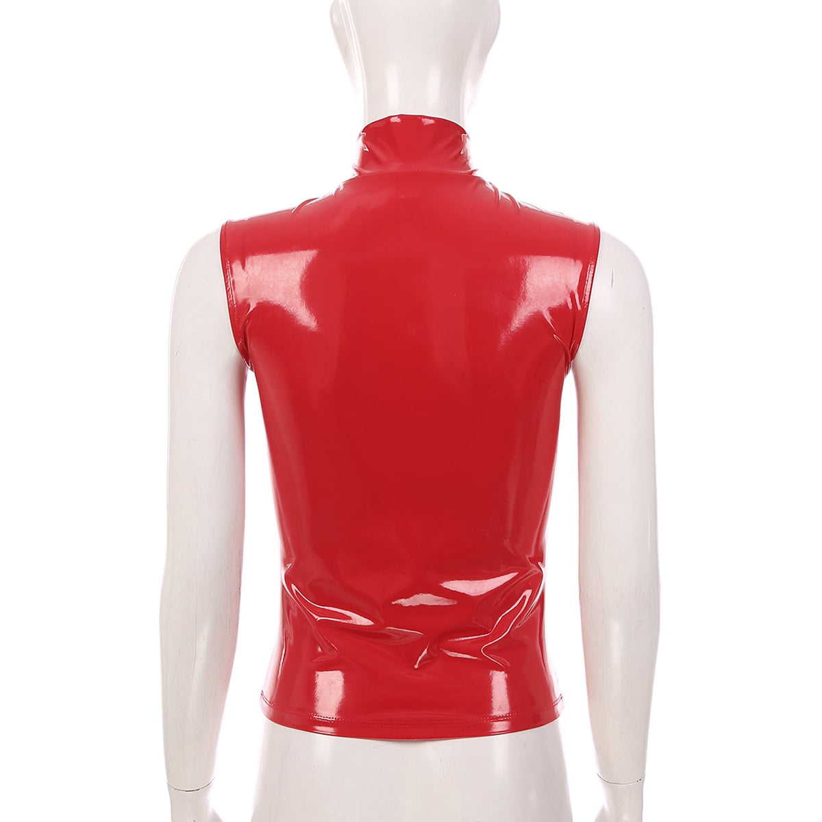 Adults Wet Look Sleeveless Waistcoat Women Fashion Zipper Vest Patent Leather Tops Vests Nightclub Clubwear Clubbing Costume