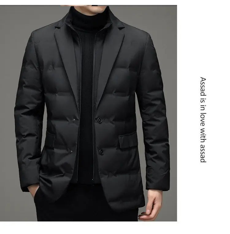 High Quality Men's Handsome down Jacket with Scarf Collar M-6XL Big Plus Size for Middle-Aged Dad Fashionable Outerwear