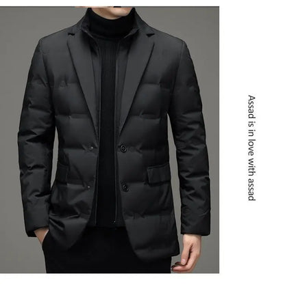 High Quality Men's Handsome down Jacket with Scarf Collar M-6XL Big Plus Size for Middle-Aged Dad Fashionable Outerwear