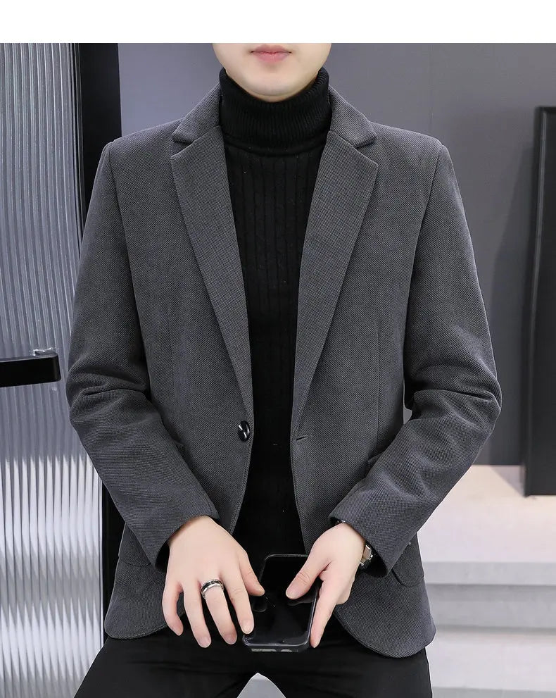 Blazer Men Fashionable Outdoor Wedding Versatile Slimming and Casual Korean Version Golden Mink Velvet Velvet and Cotton Blazer