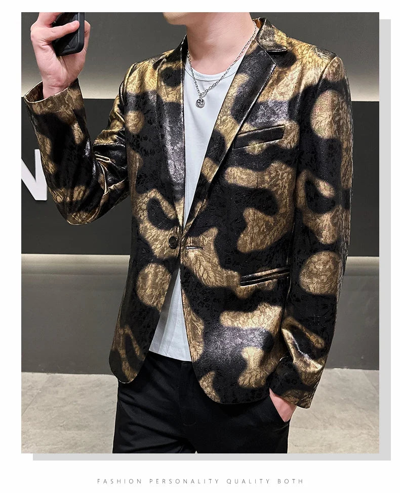 2026 Autumn Suede Men's Casual Suit Jacket Slim Fit Handsome High-quality Business Social Blazers Social Streetwear Dress Coat