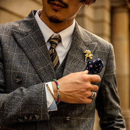 Retro British Style Double Breasted Suit Jacket Men's Checkered Business Formal Suit Wedding Professional Suit