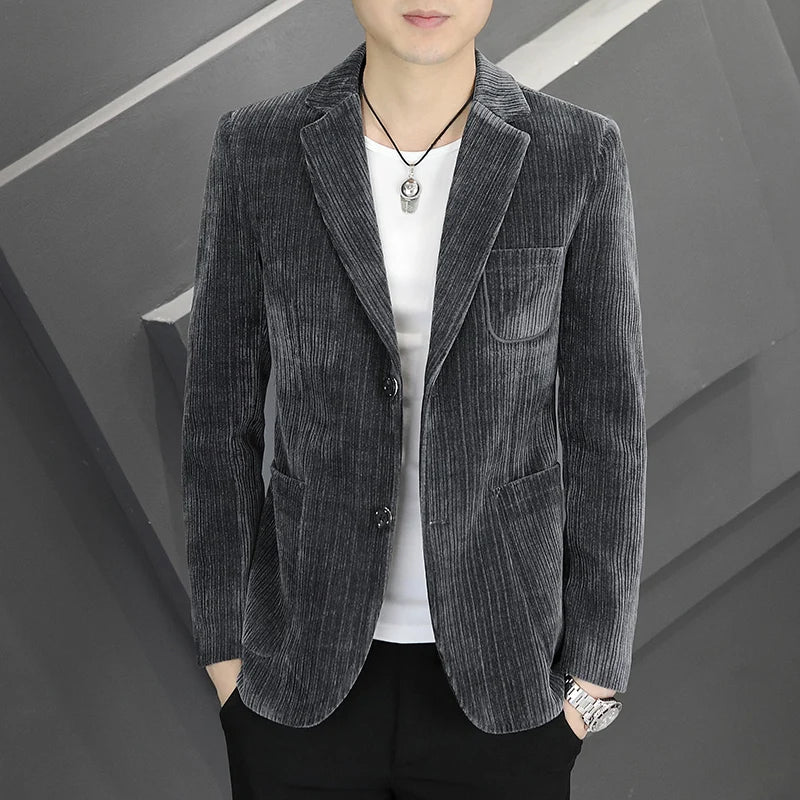 2026 Spring Autumn Corduroy Suit Jackets for Men Business Casual Blazers KoreanSlim Fit Social Office Wedding Suits Coats 4XL