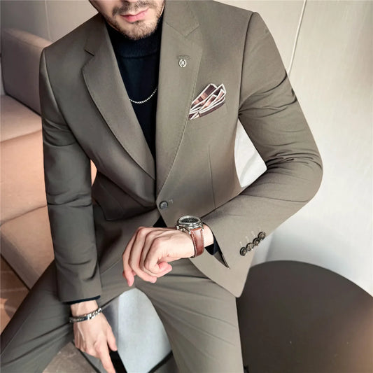 Men's Two-Piece Suit Wrinkle-Resistant Smart Casual Formal Wedding