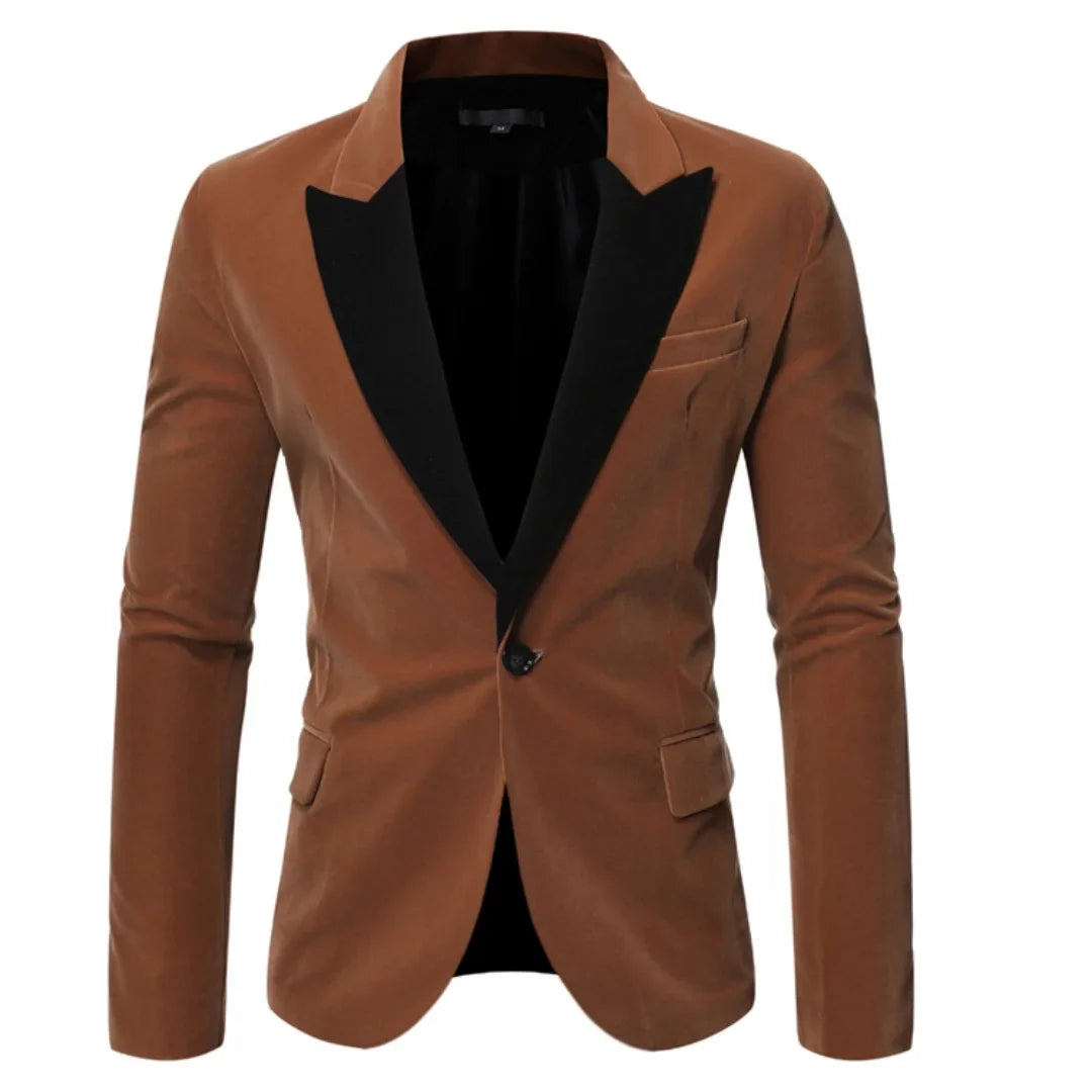 Casual 6XL Velvet Blazer for Men Peak Lapel One Button Jacket Elegant Slim Fit Suit Jacket One Coat for Wedding Dinner Office