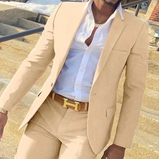 Men's Slim Fit 2-Piece Suit Set – Blazer & Pants for Wedding, Business & Formal Occasions