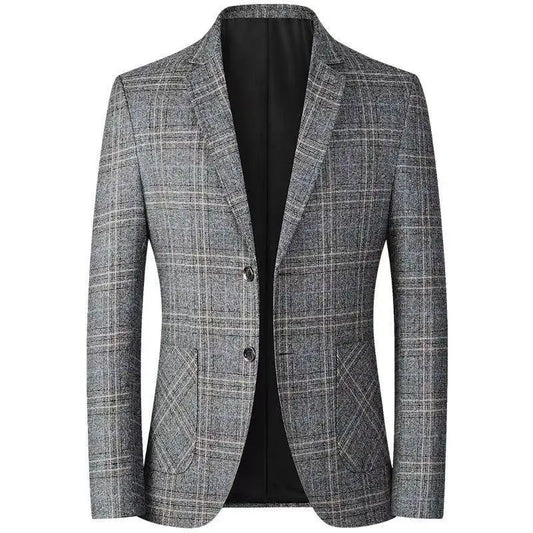 Men's Blazer Lightweight Single Breasted Smart Casual Jacket for Middle-Aged Men – Coffee & Grey