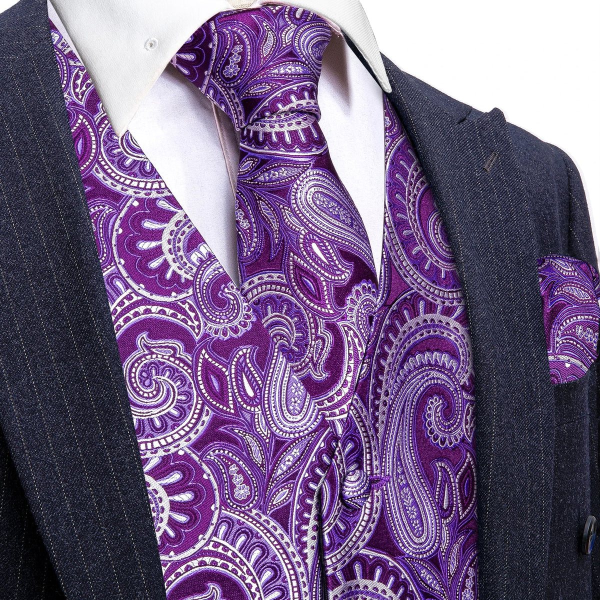 Men's Vest Paisley V-Neck Single Breasted Formal Waistcoat for Wedding Business Party